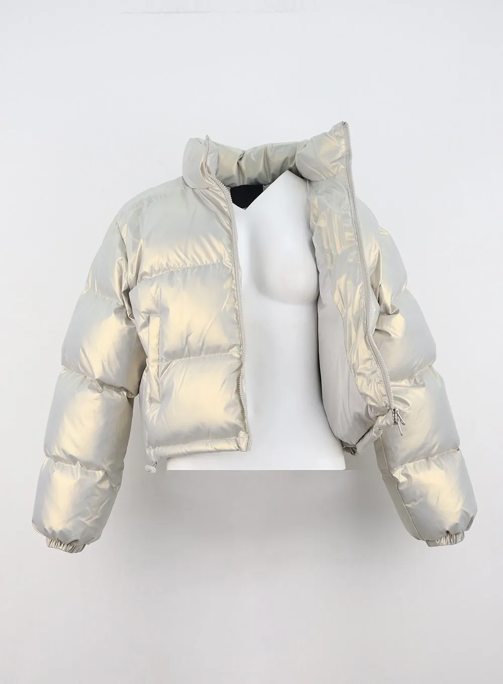 Crop Metallic Puffer Jacket IN322