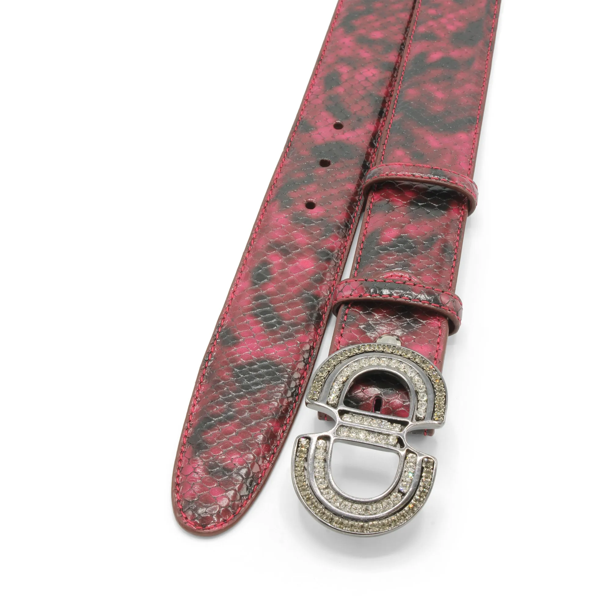 Deep Pink Viper Effect Crystal Interlock Belt