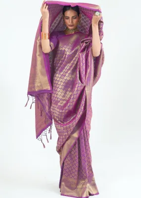 Deep Purple Woven Kanjivaram Silk Saree : Limited Edition