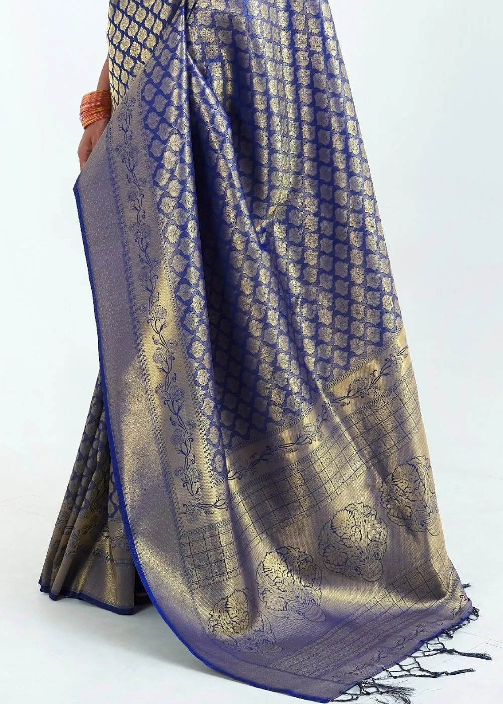 Denim Blue Woven Kanjivaram Silk Saree : Limited Edition