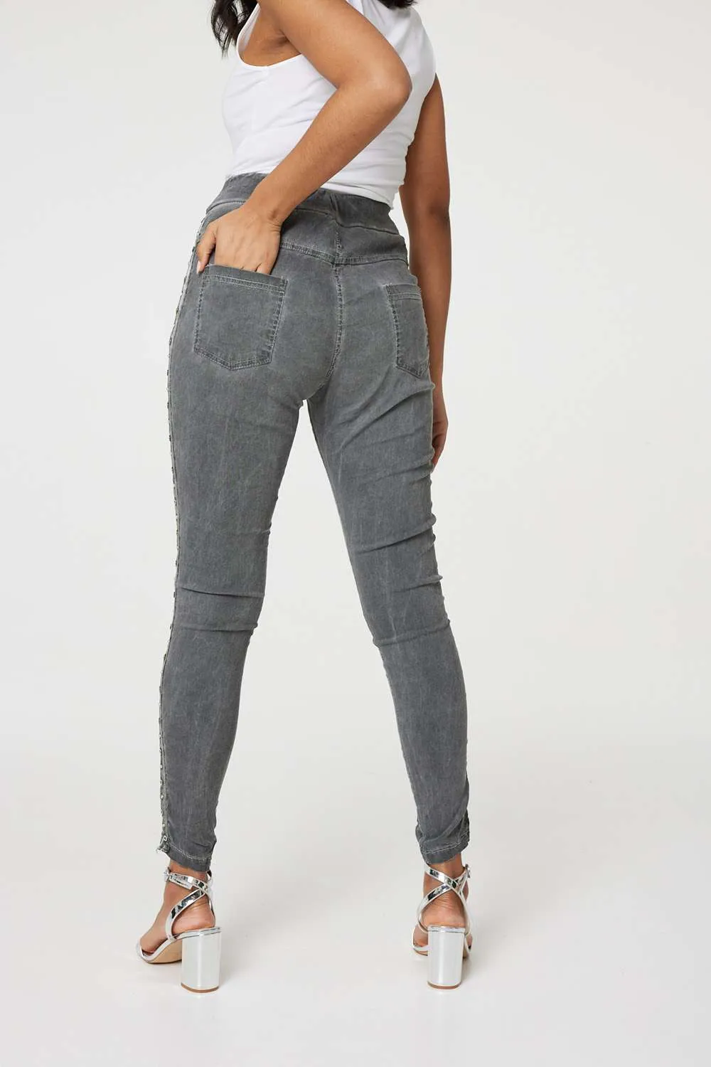 Denim Embellished Side Jeggings