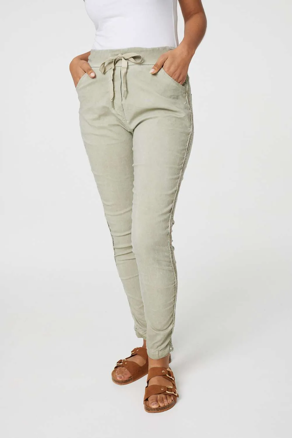 Denim Embellished Side Jeggings