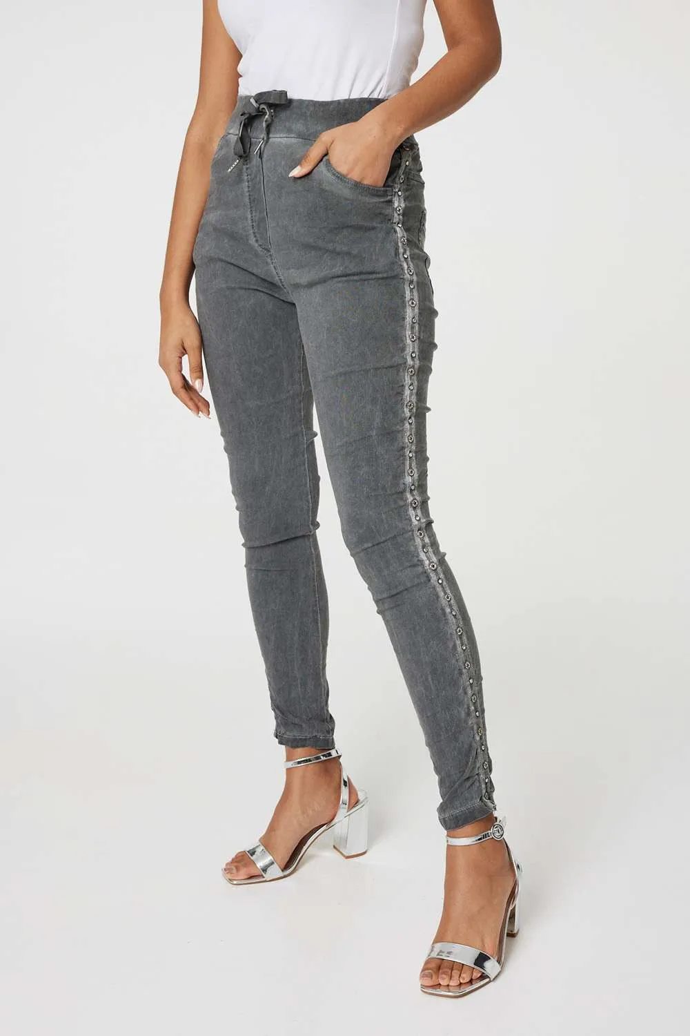 Denim Embellished Side Jeggings