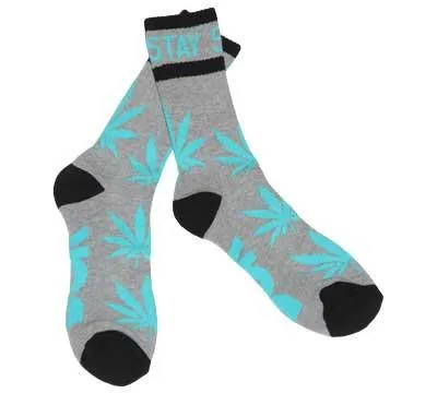 DGK Skateboards Stay Smokin Weed Socks, Grey/Mint