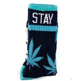 DGK Skateboards Stay Smokin Weed Socks, Navy/Turquoise