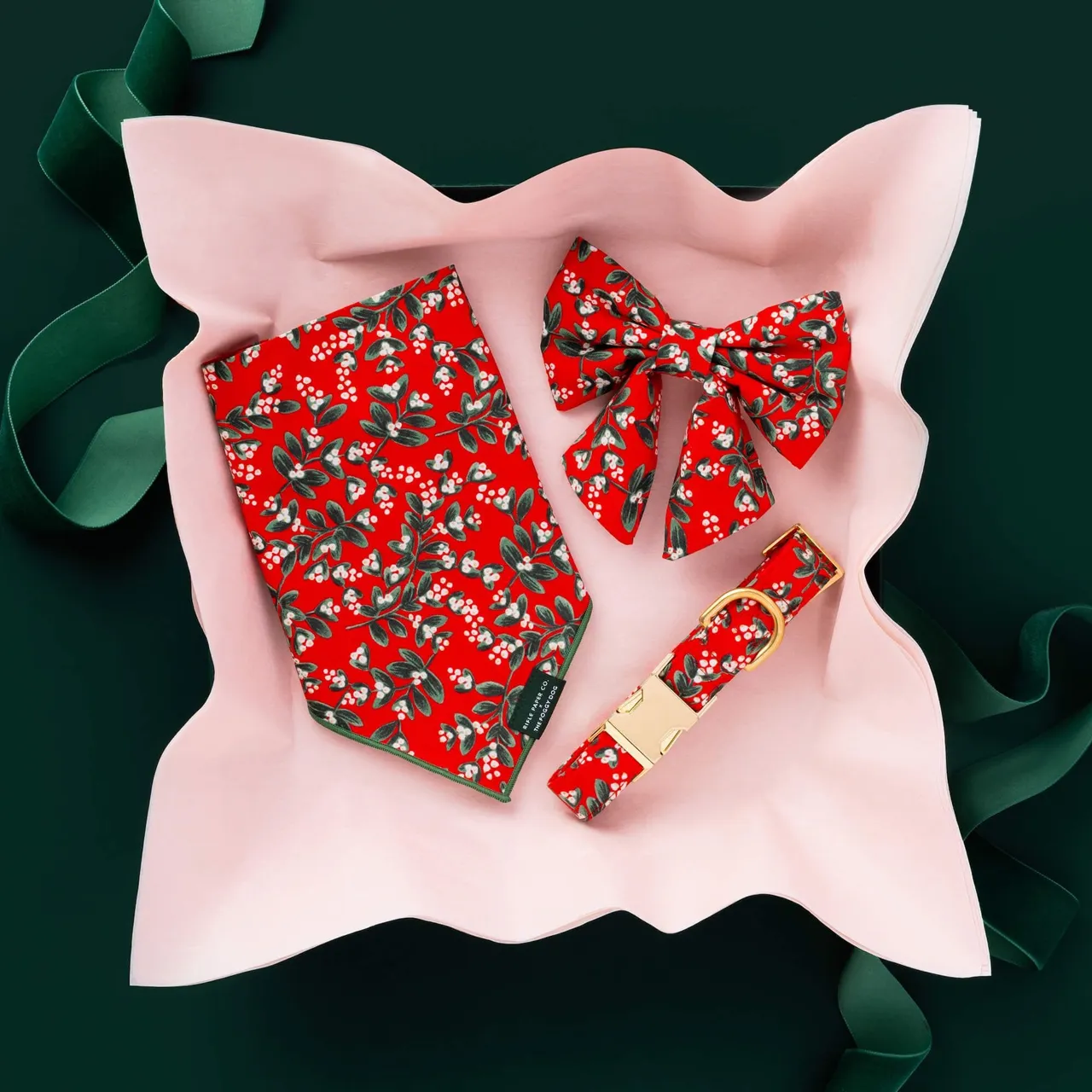 Dog and Cat Lady Bowtie: Rifle Paper Co. x TFD Mistletoe