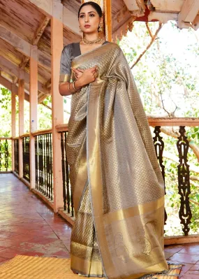 Dove Grey Woven Kanjivaram Saree:Limited Edition : Top Pick