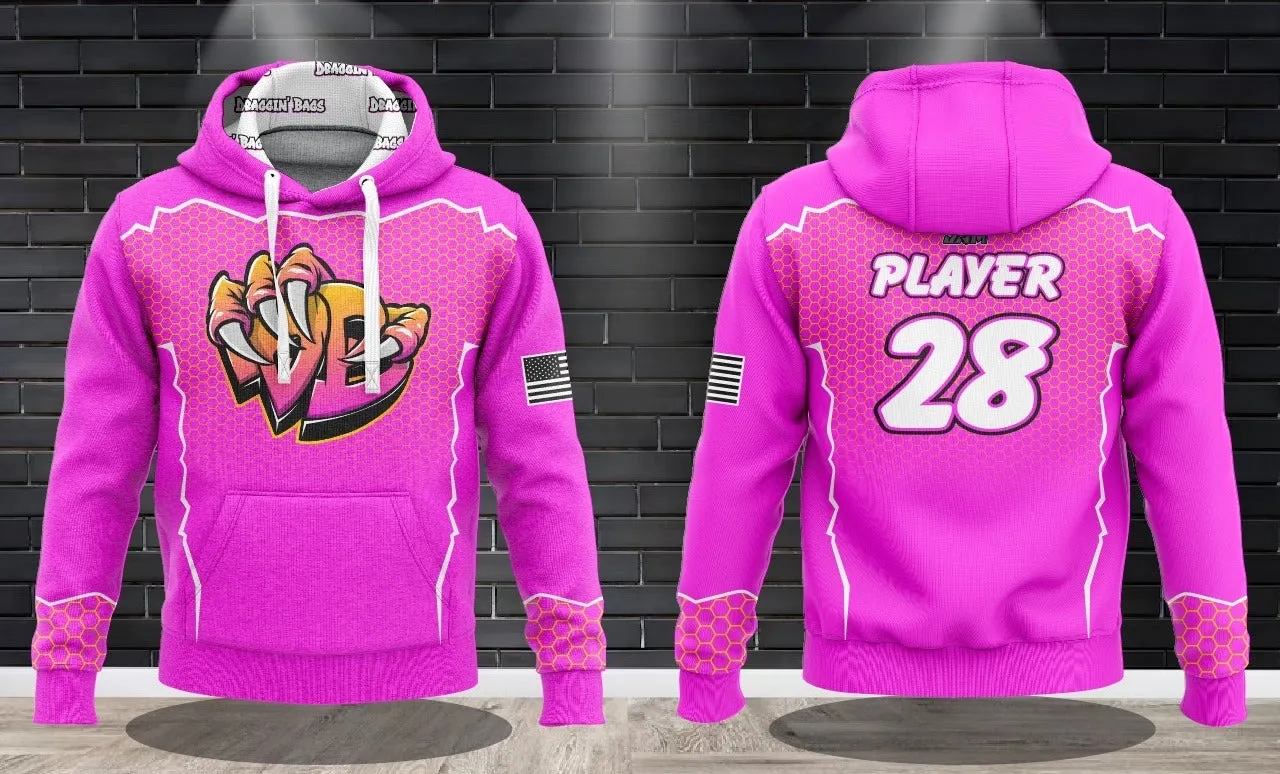 Draggin Bags Draggin Claw - Pink Base Yellow/Pink Claw Performance Hooded Sweatshirt