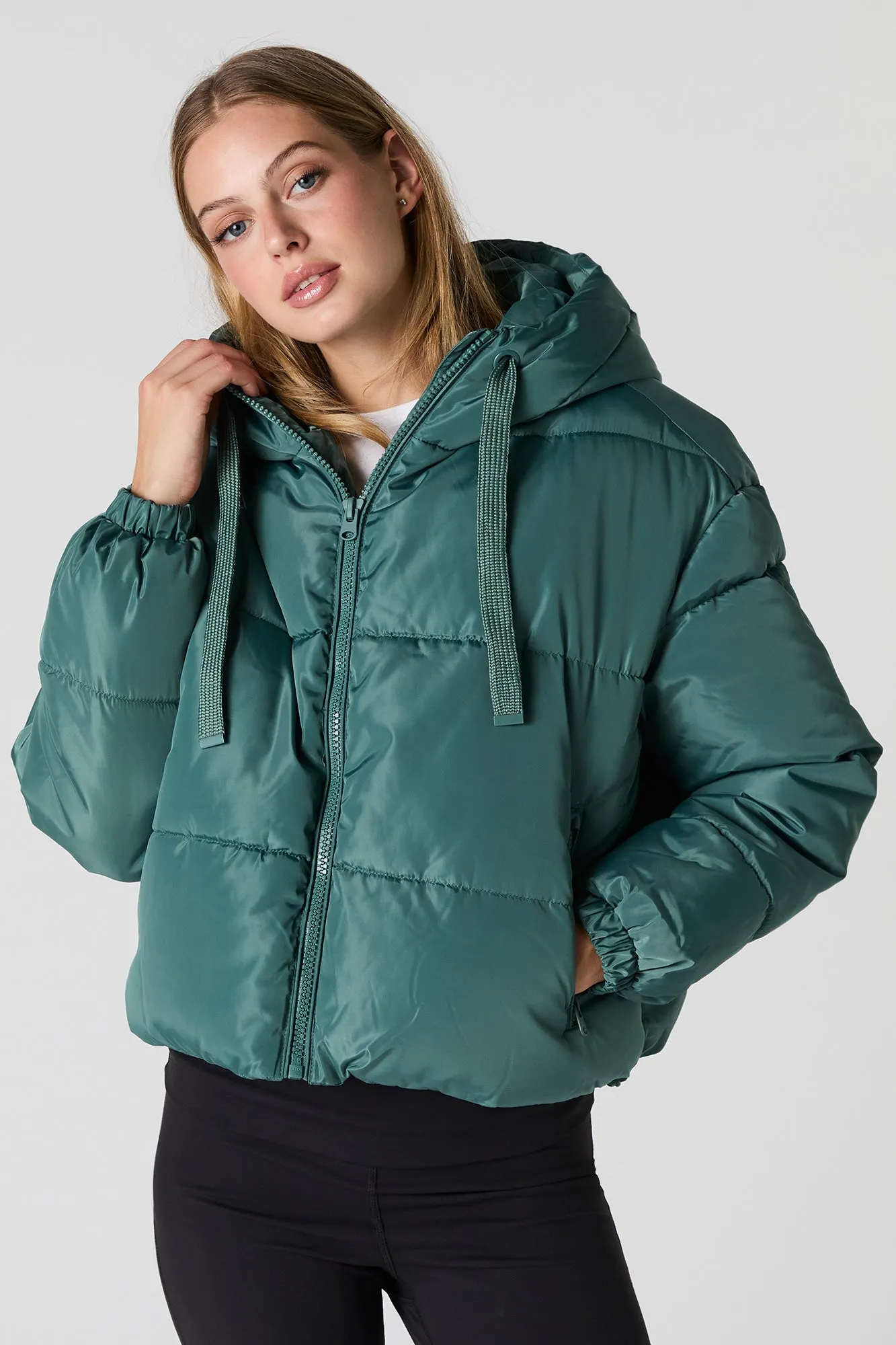 Drawstring Hood Puffer Jacket