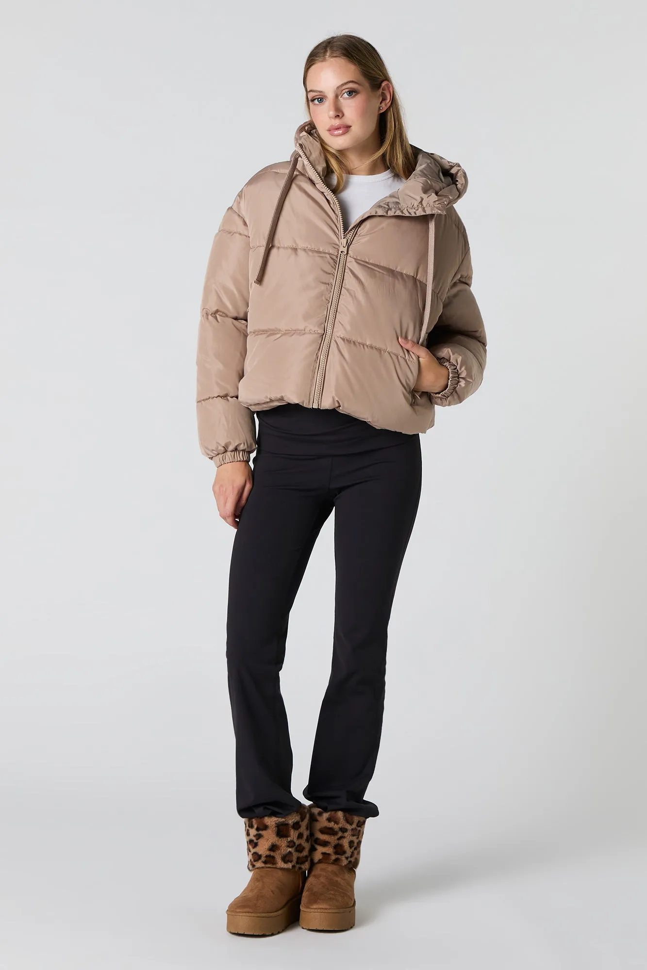 Drawstring Hood Puffer Jacket