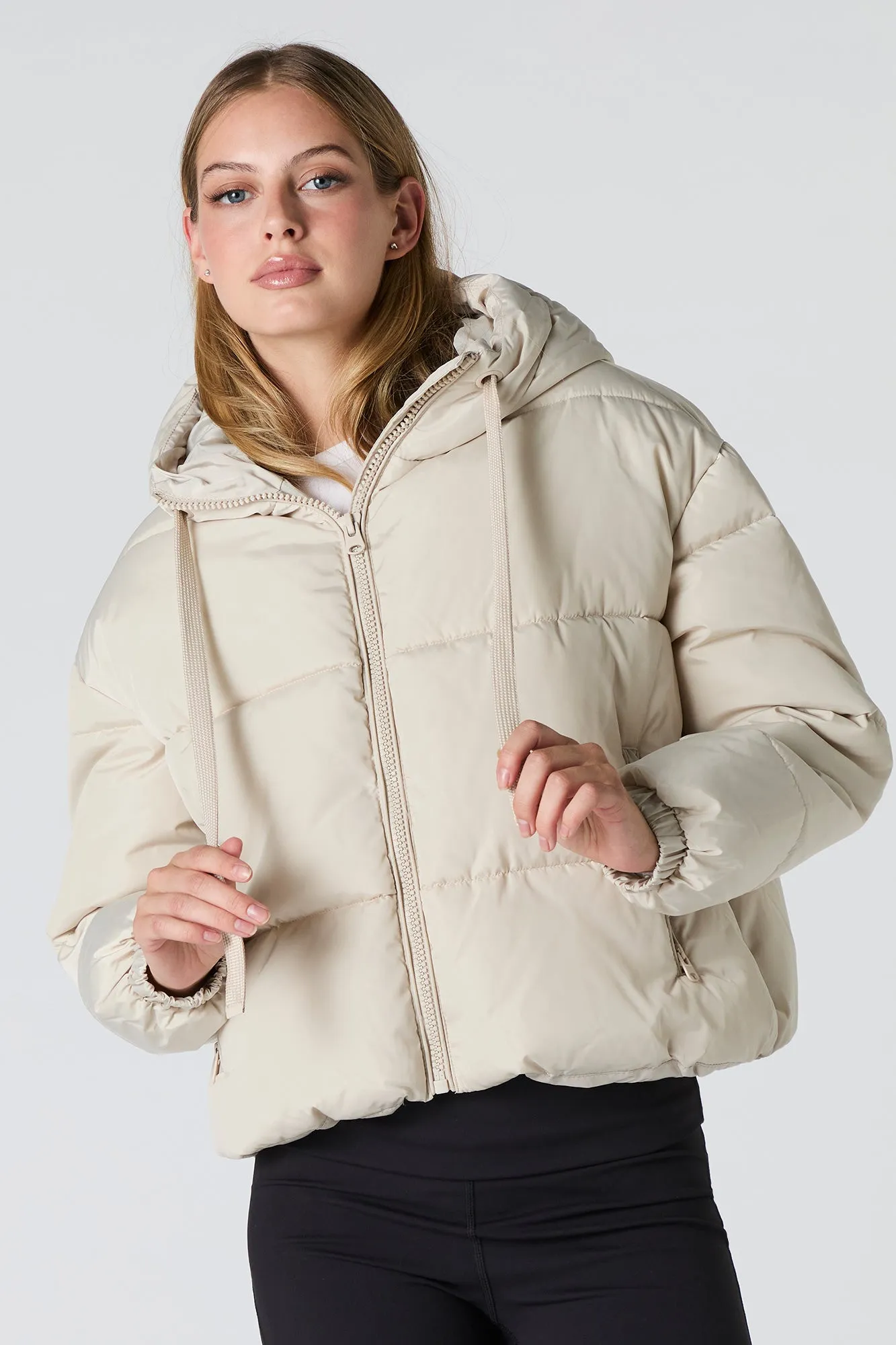 Drawstring Hood Puffer Jacket