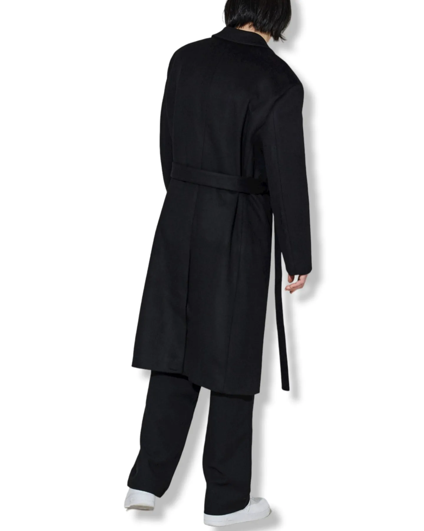 EDUARDO Men's Wool Cashmere Single Breasted Belted Classic Fit Overcoat.