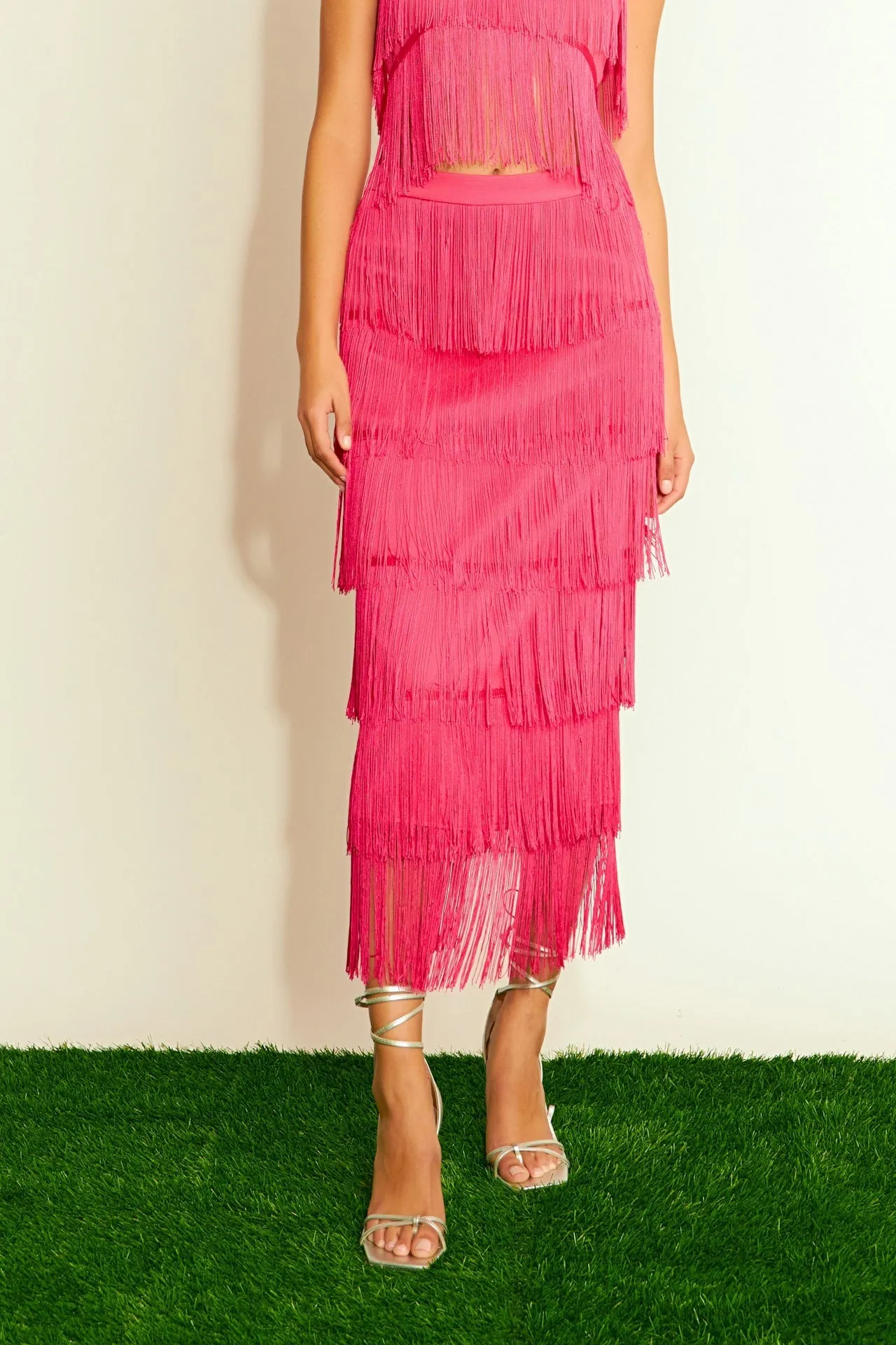 Endless Rose - Fringe Tiered Maxi Skirt