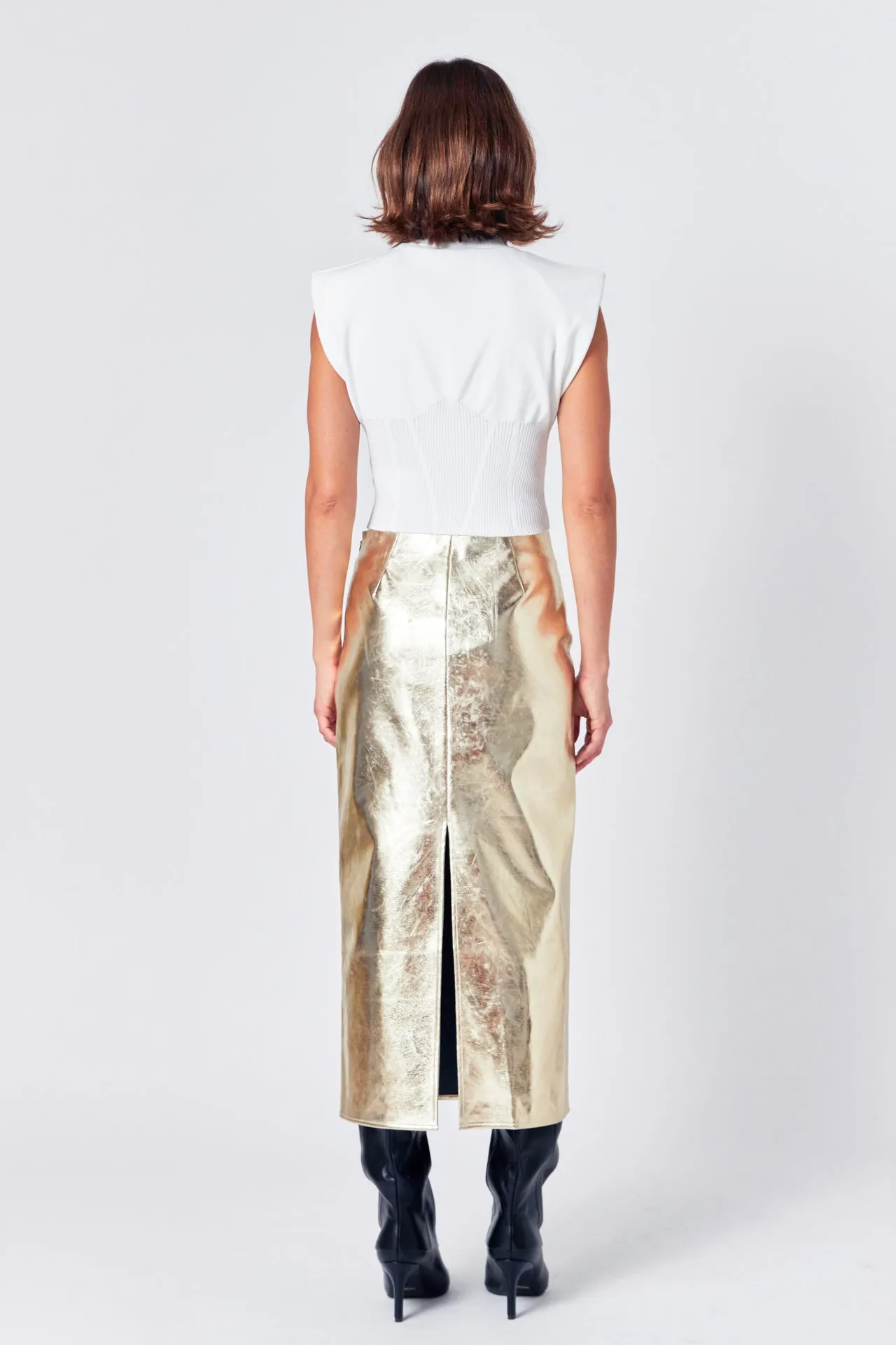 Endless Rose - Printed Foil Faux Leather Maxi Skirt