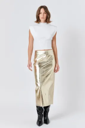 Endless Rose - Printed Foil Faux Leather Maxi Skirt