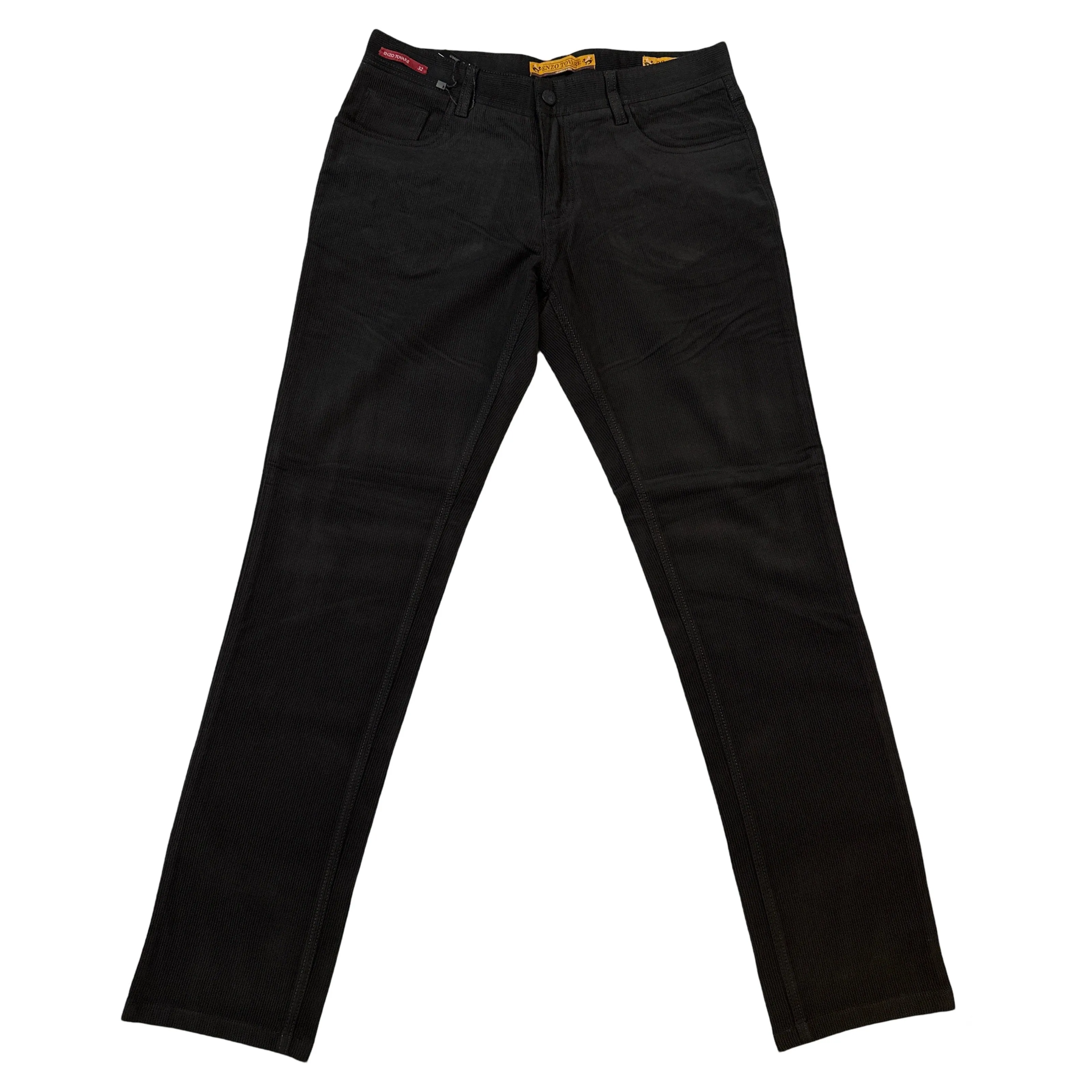 Enzo Alpha-384 Black Pinwale Corduroy High End Pants