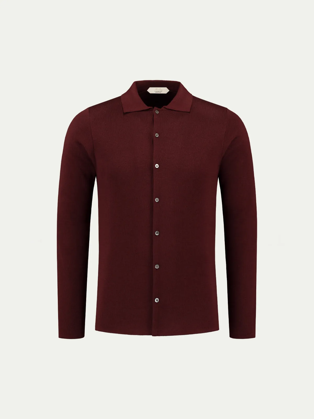 Extrafine Merino Knitted Shirt Burgundy