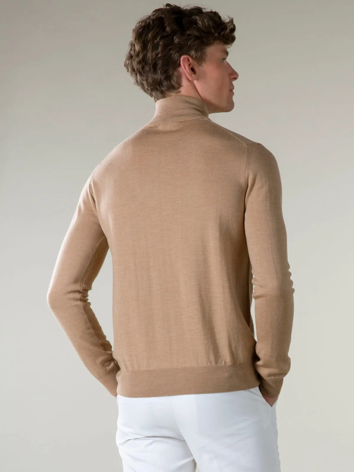 Extrafine Merino Rollneck Beige