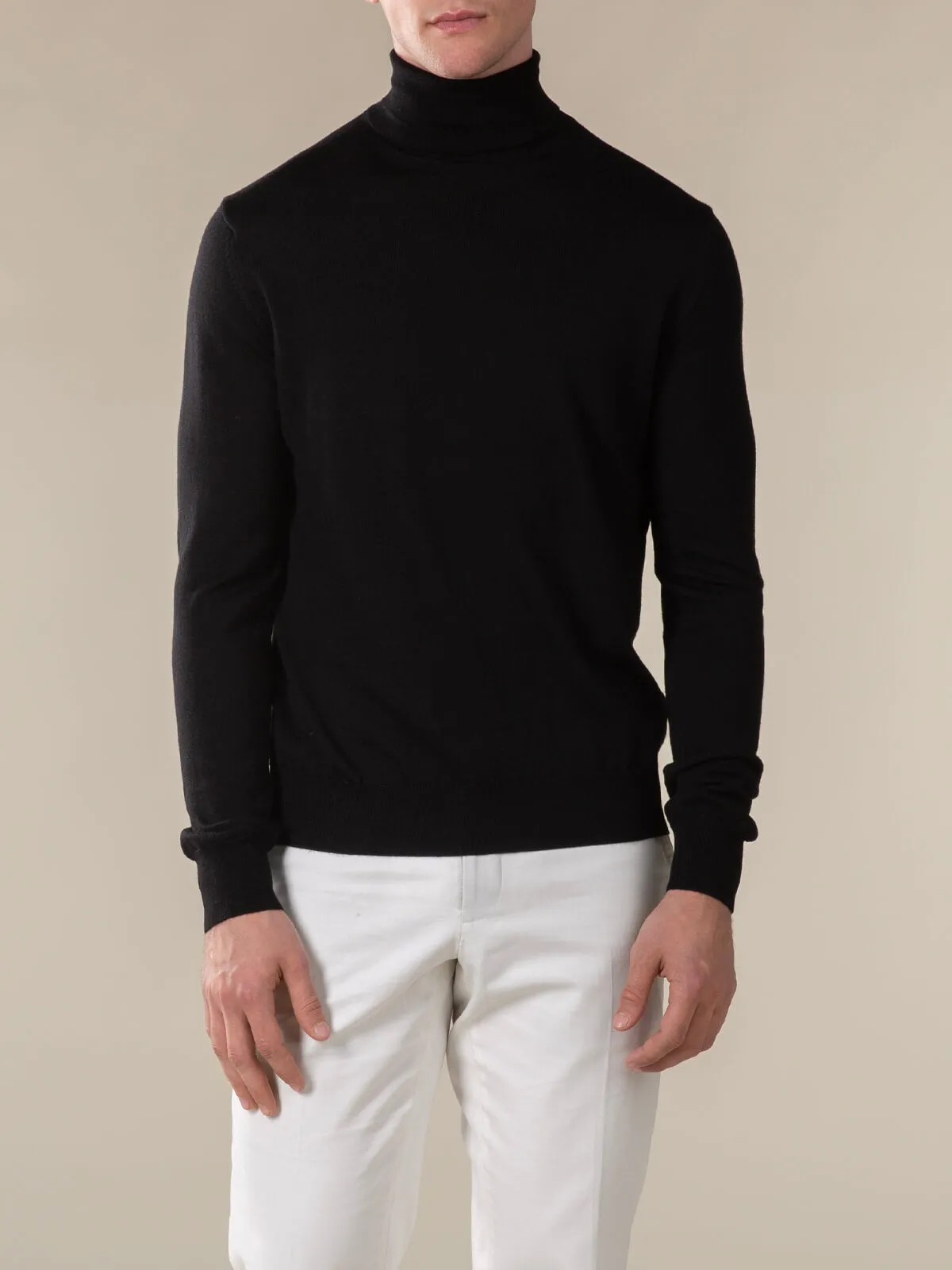 Extrafine Merino Rollneck Black