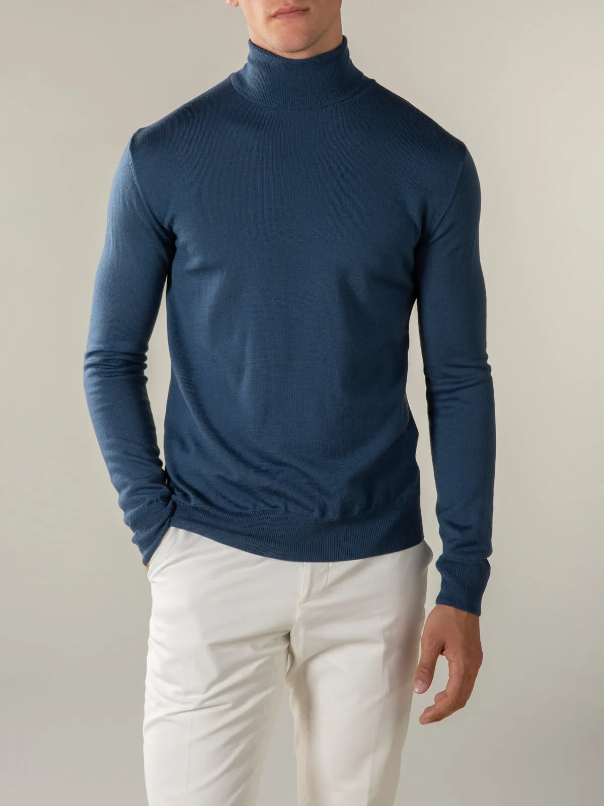 Extrafine Merino Rollneck Petrol