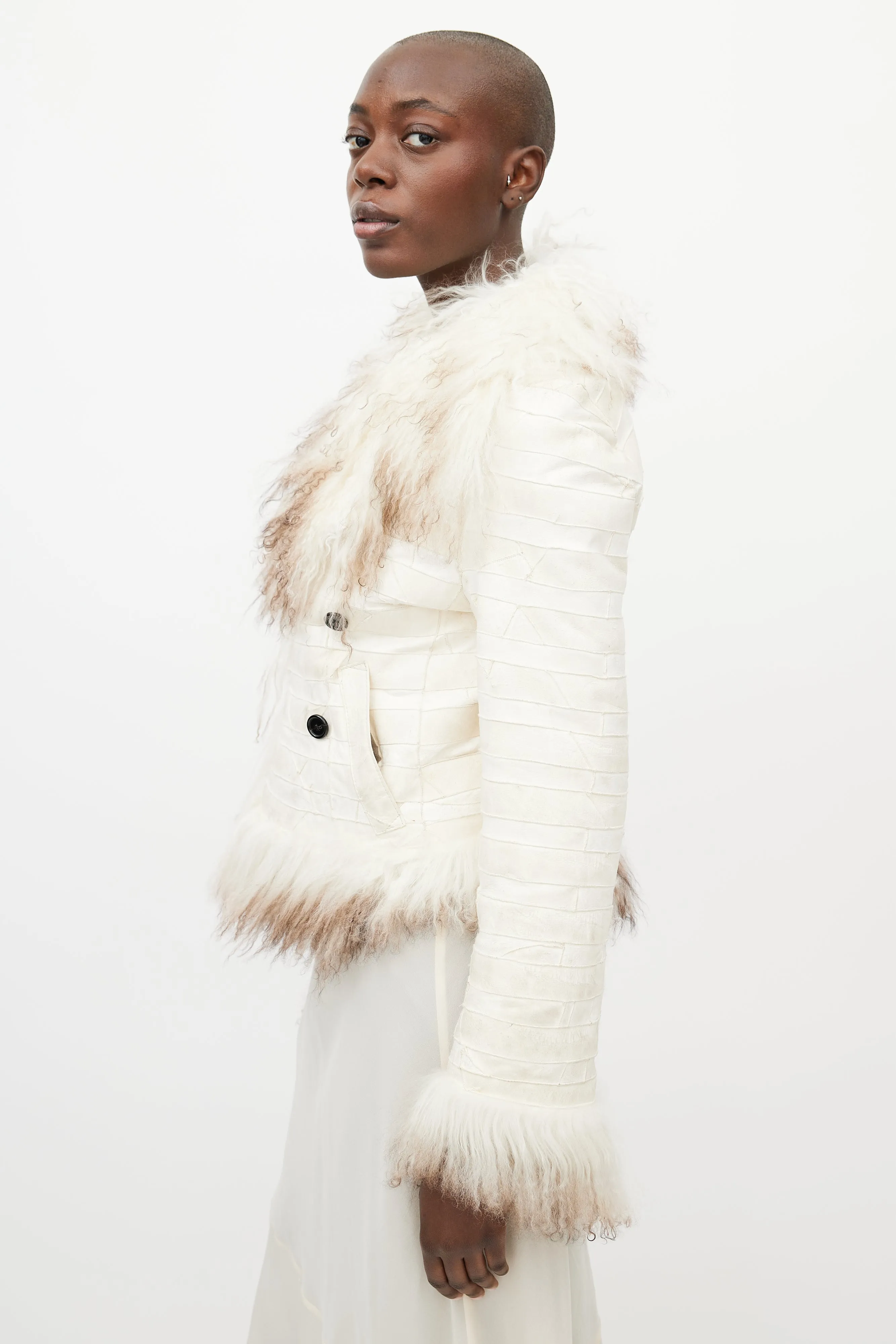 Fall 2008 White Fur & Leather Reversible Jacket