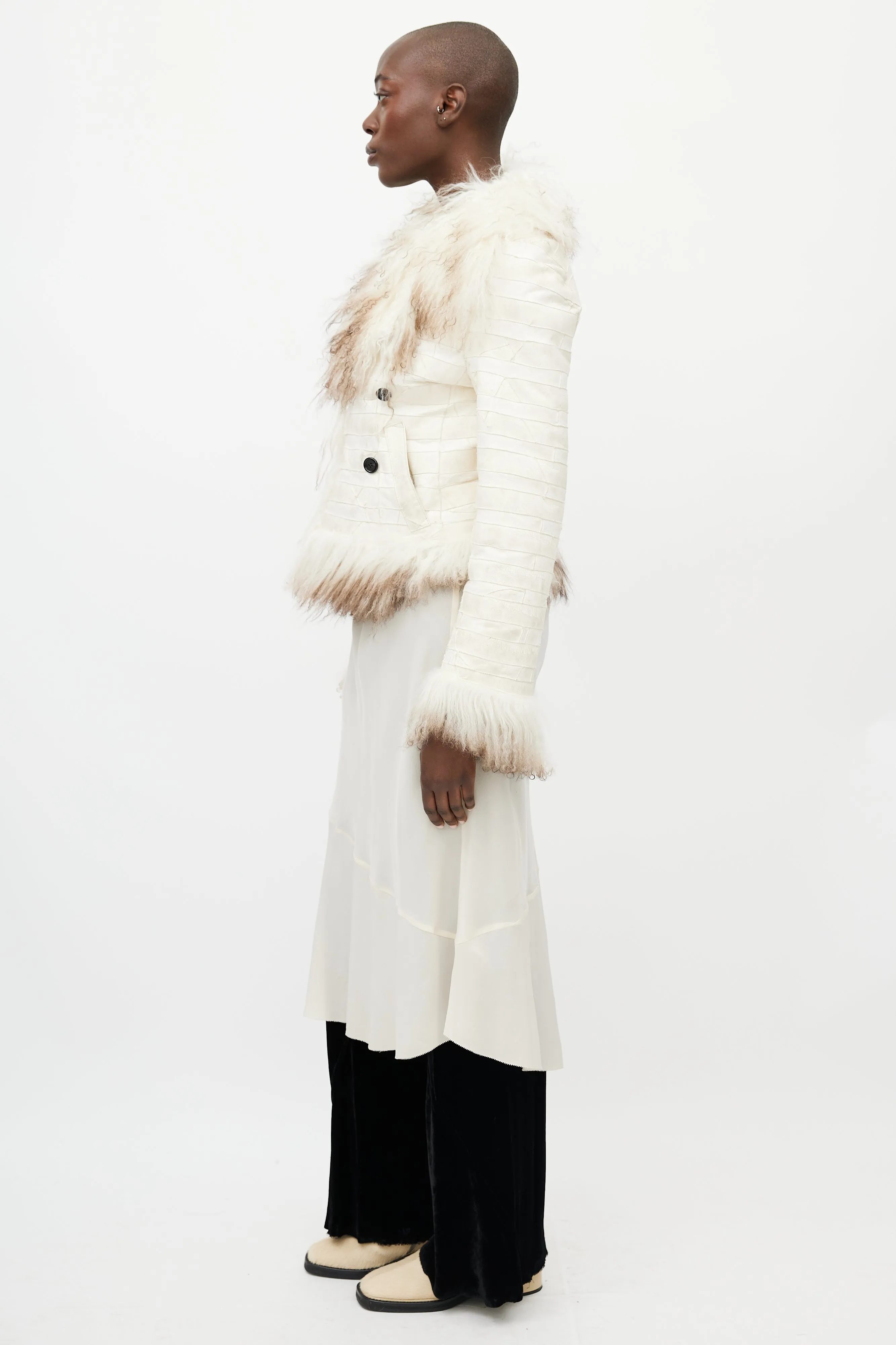 Fall 2008 White Fur & Leather Reversible Jacket