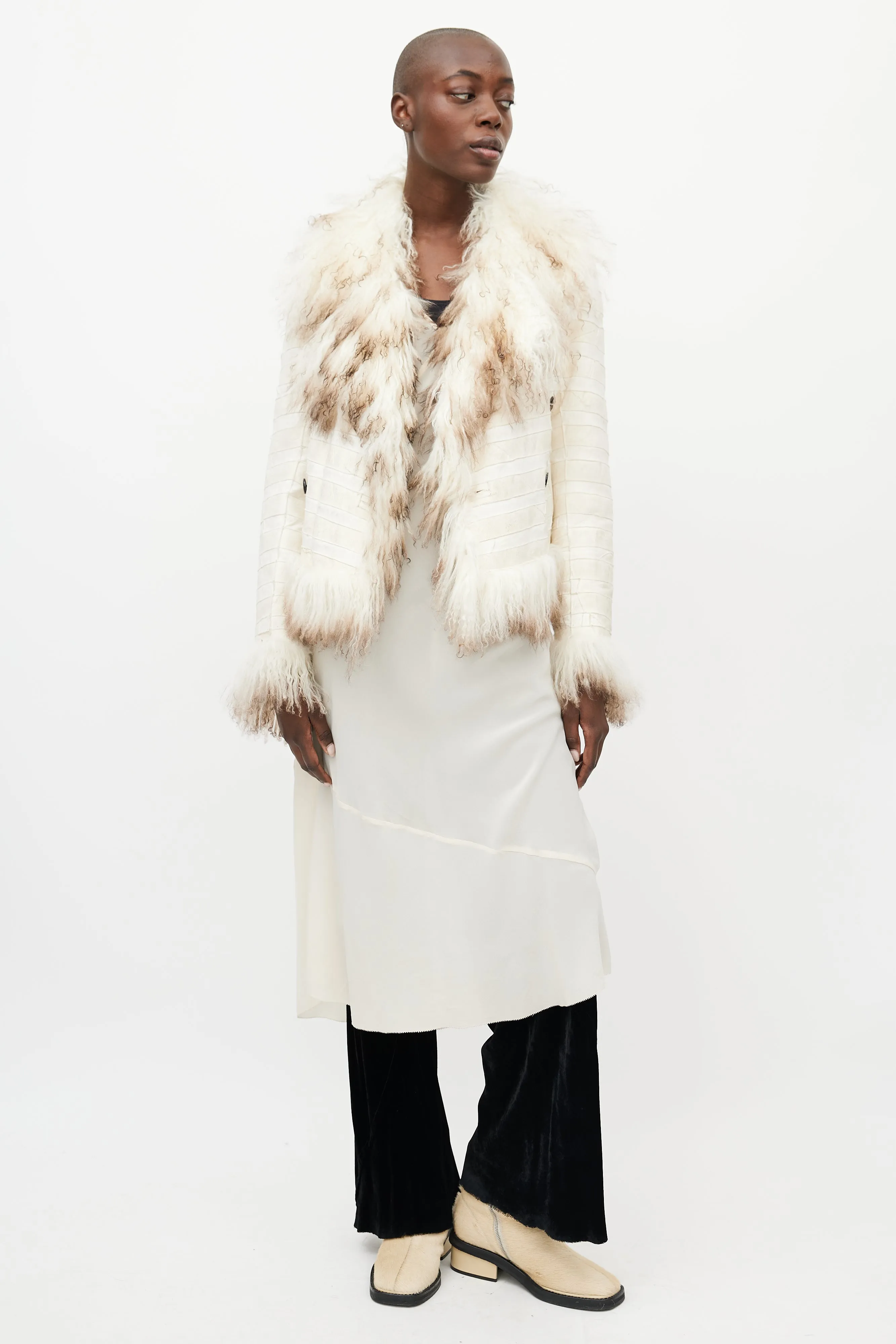 Fall 2008 White Fur & Leather Reversible Jacket