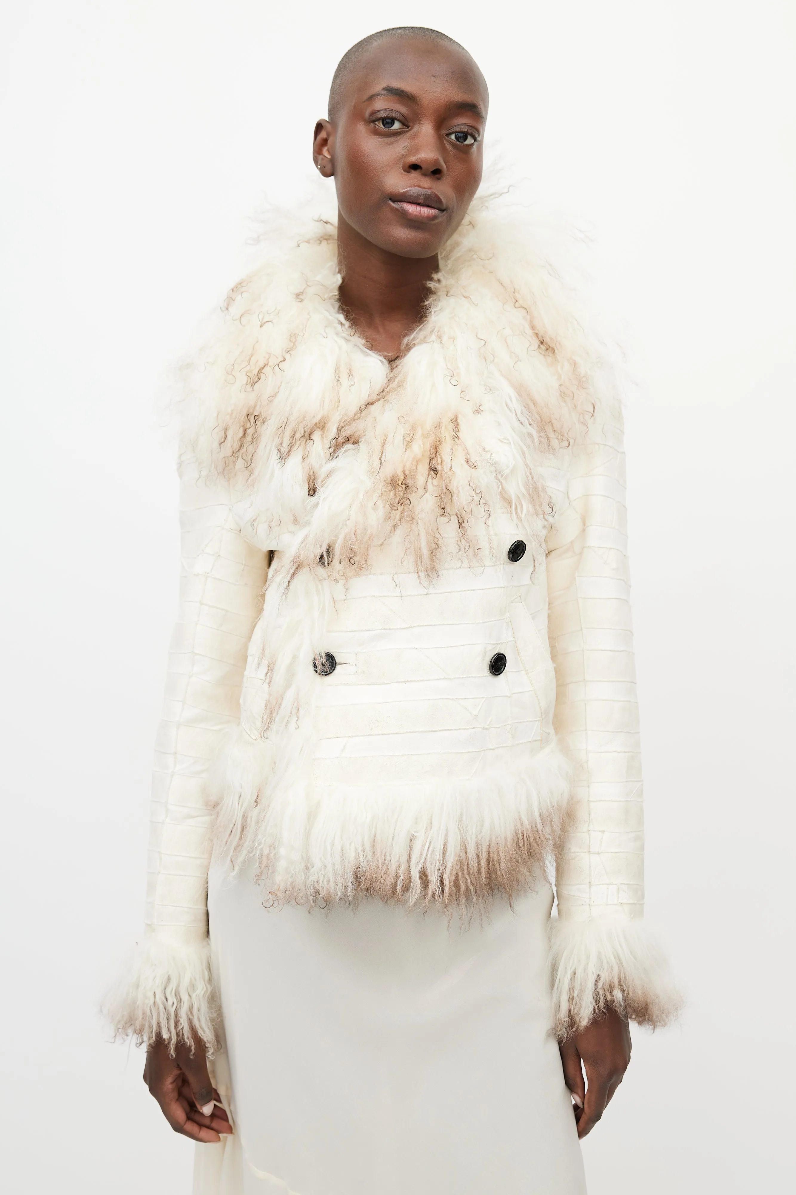 Fall 2008 White Fur & Leather Reversible Jacket