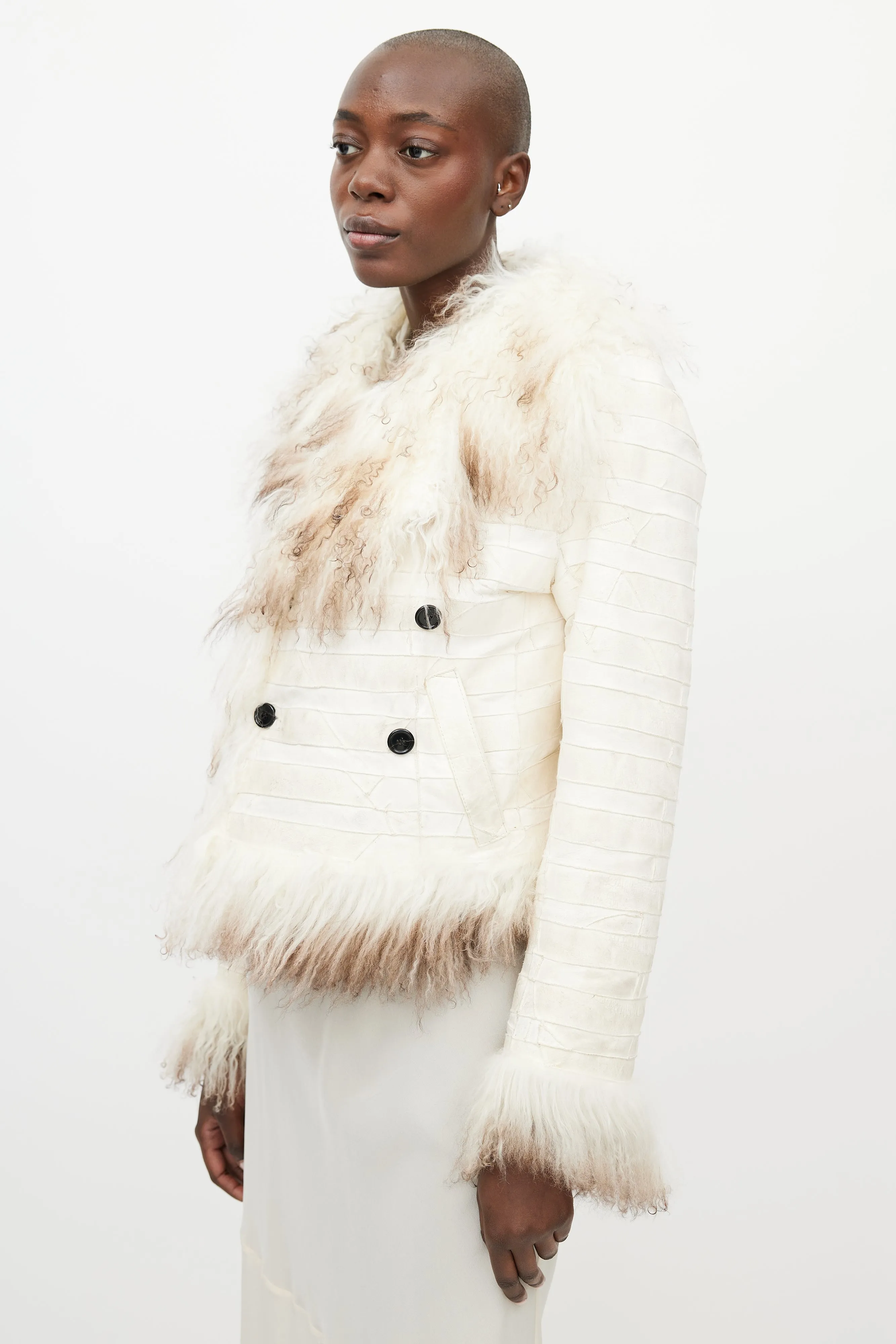 Fall 2008 White Fur & Leather Reversible Jacket