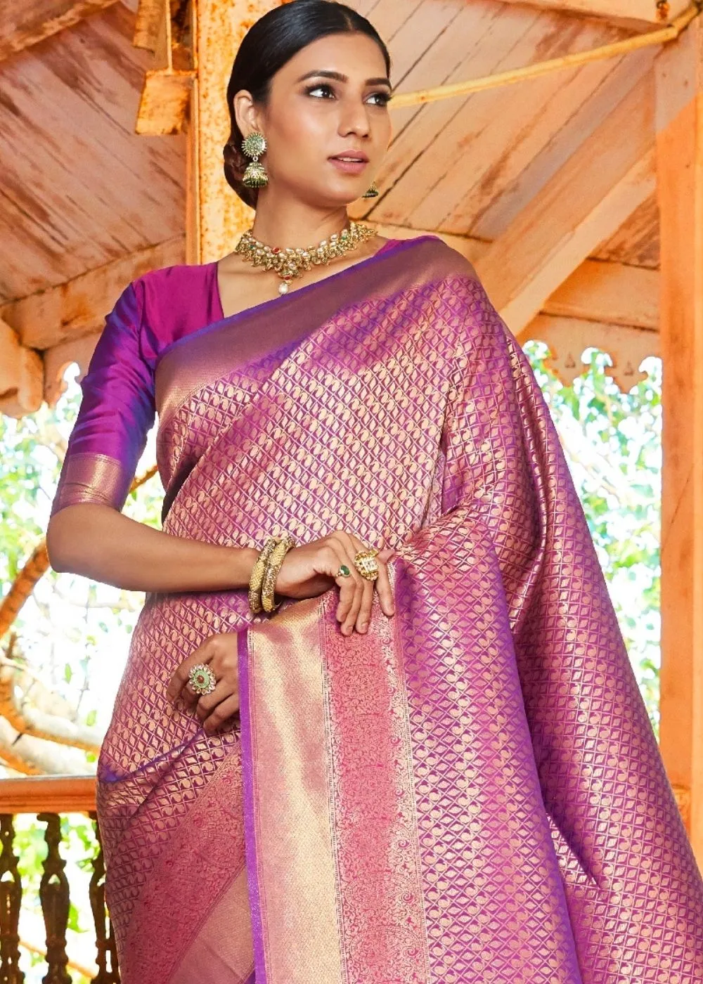 Fandango Purple Woven Kanjivaram Saree:Limited Edition