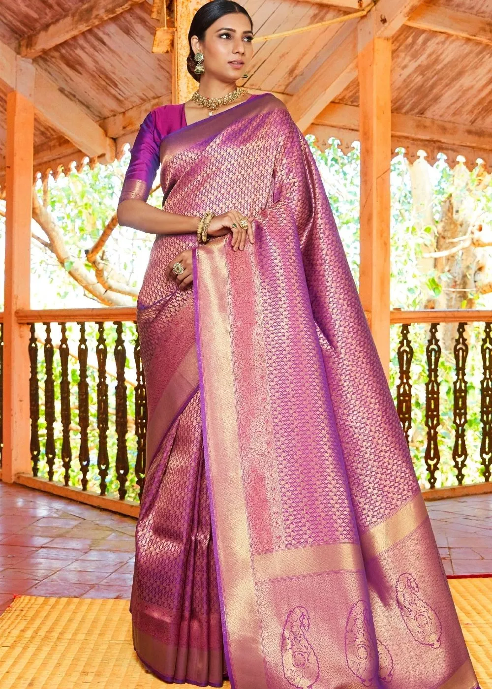 Fandango Purple Woven Kanjivaram Saree:Limited Edition