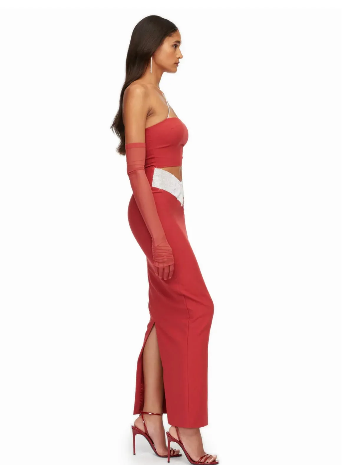 FARA CRYSTAL CUT OUT MAXI DRESS