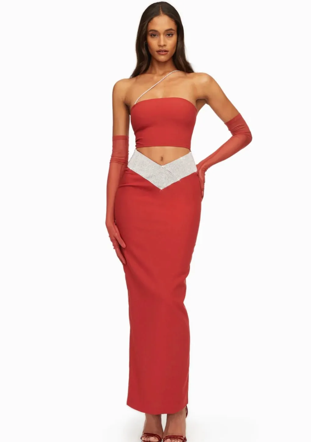 FARA CRYSTAL CUT OUT MAXI DRESS