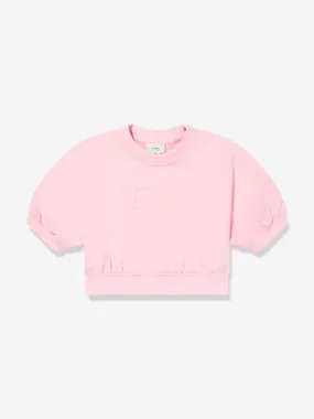 Fendi Girls Cropped Logo Sweatshirt in Pink