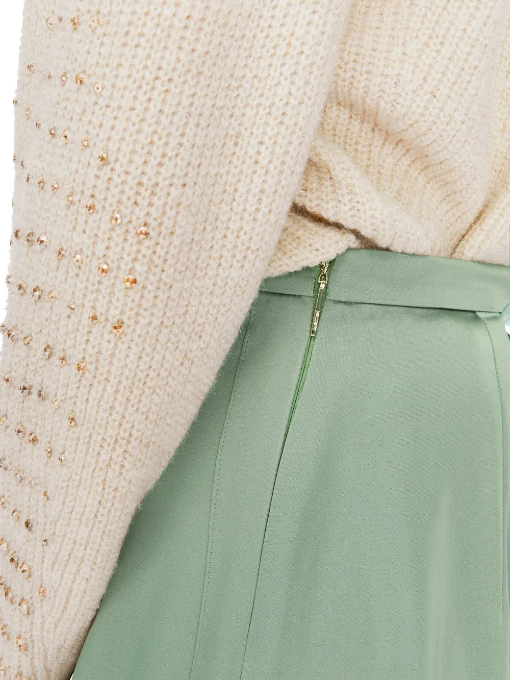 Frozen Sage Satin Maxi Skirt