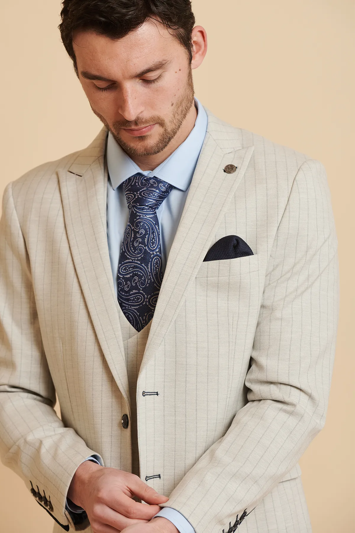 GRANT - Stone Pinstripe Blazer