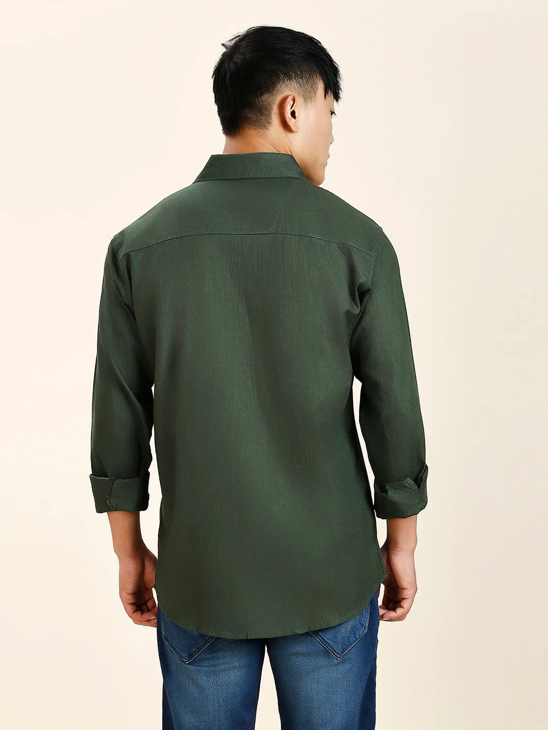 Green Double Pocket Shirt for Men