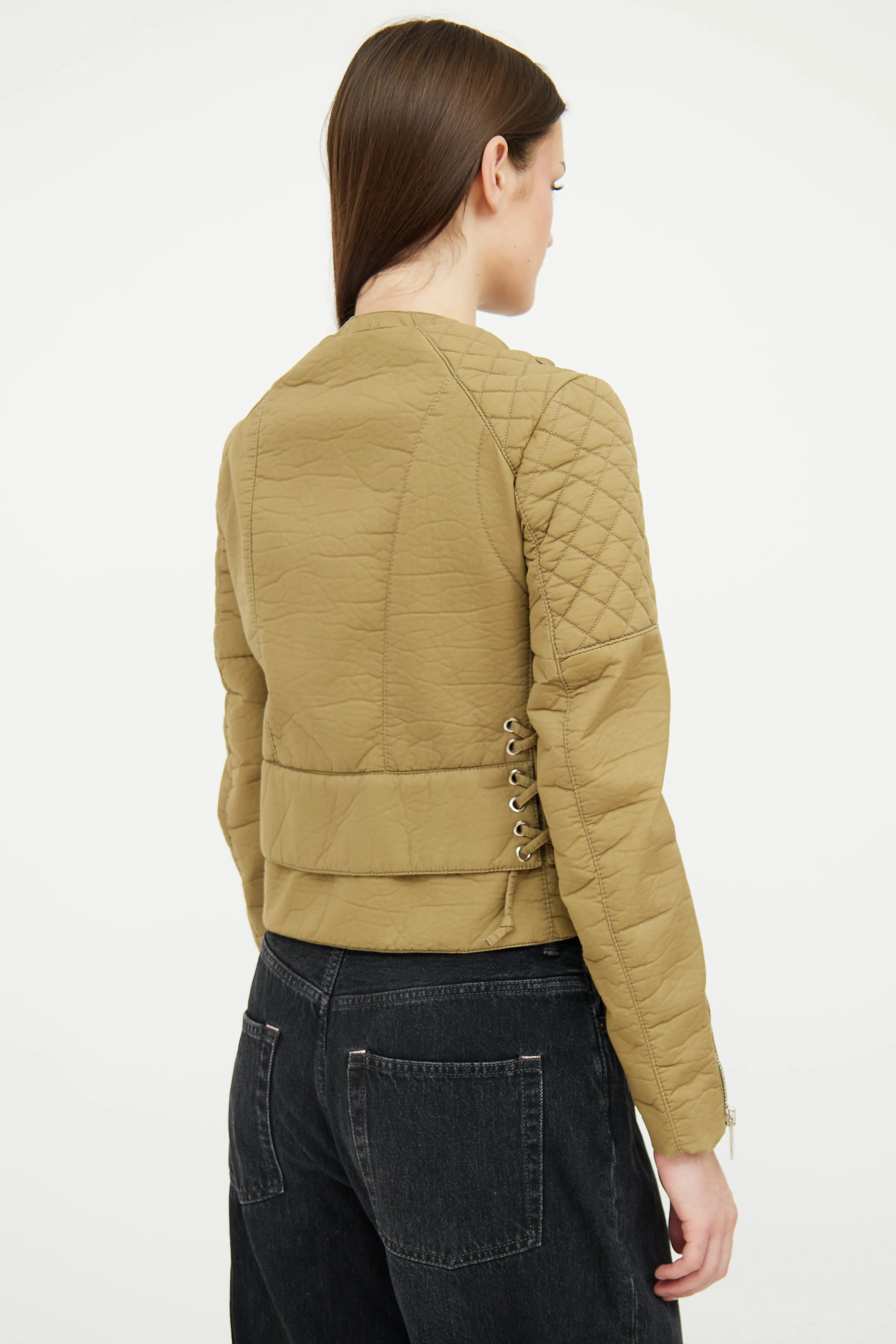 Green Quilted Utility Jacket