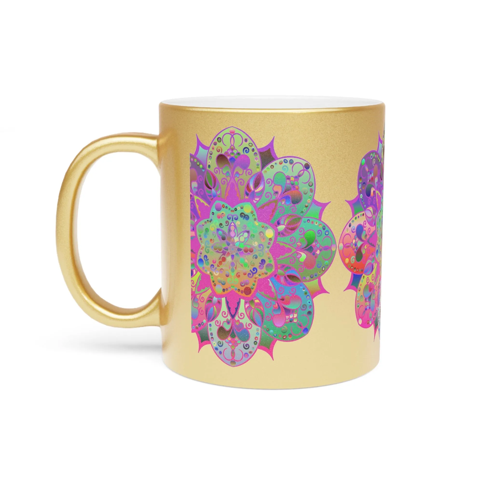 Handmade Mandala Art Metallic Mug - Unique Gift