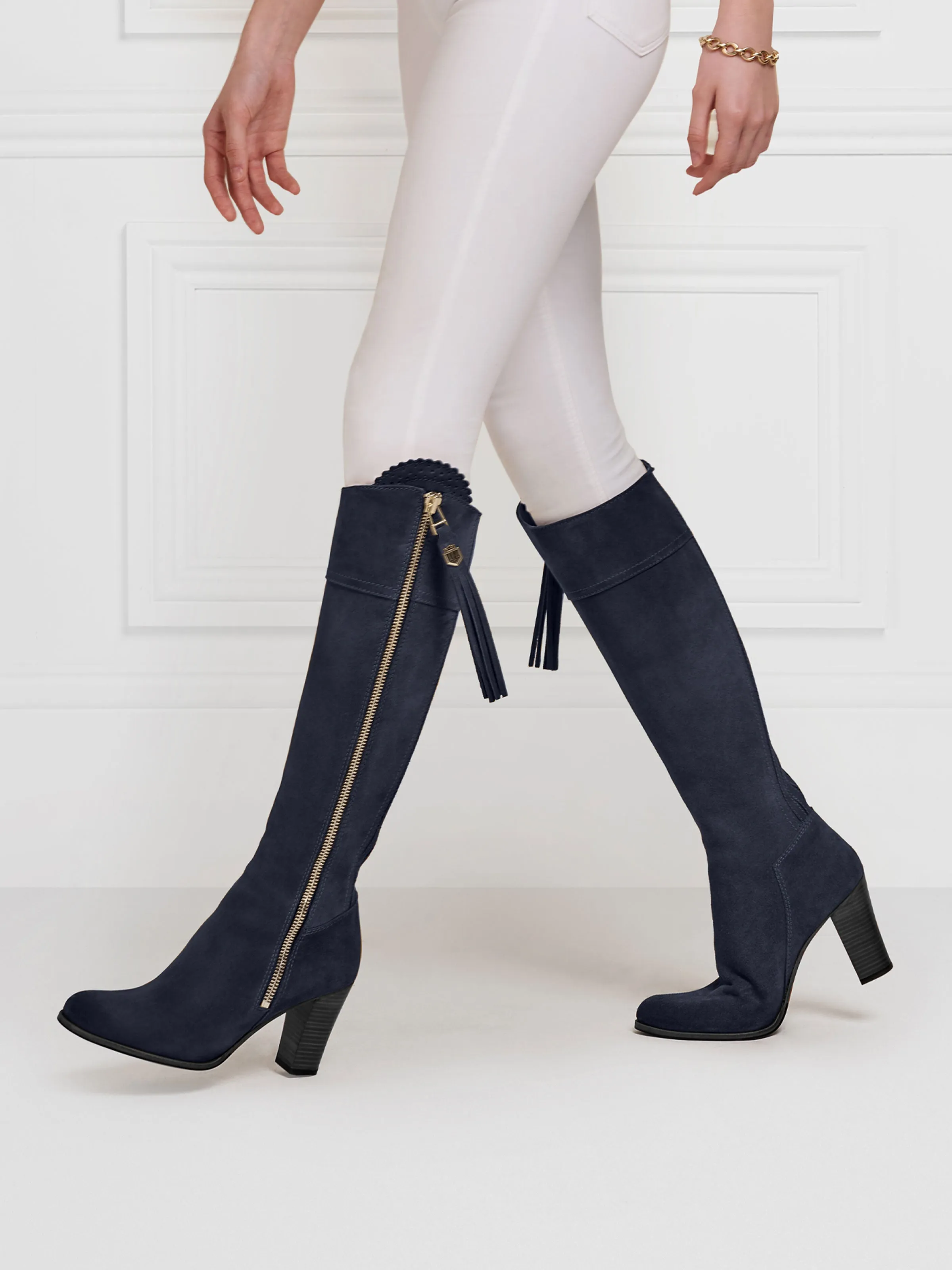 High Heeled Regina (Regular Fit) - Navy Blue Suede