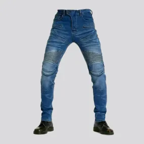 High rise sanded slim fit riding men's jeans