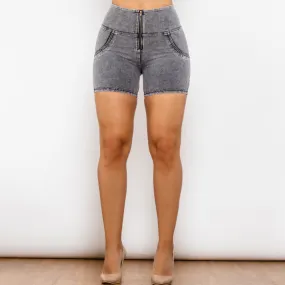 High Waist Dark Thread Grey Shorts