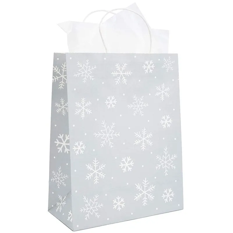 Holiday Gift Wrapping Bags with Tissue Paper, Christmas Designs (3 Sizes, 24 Pack)