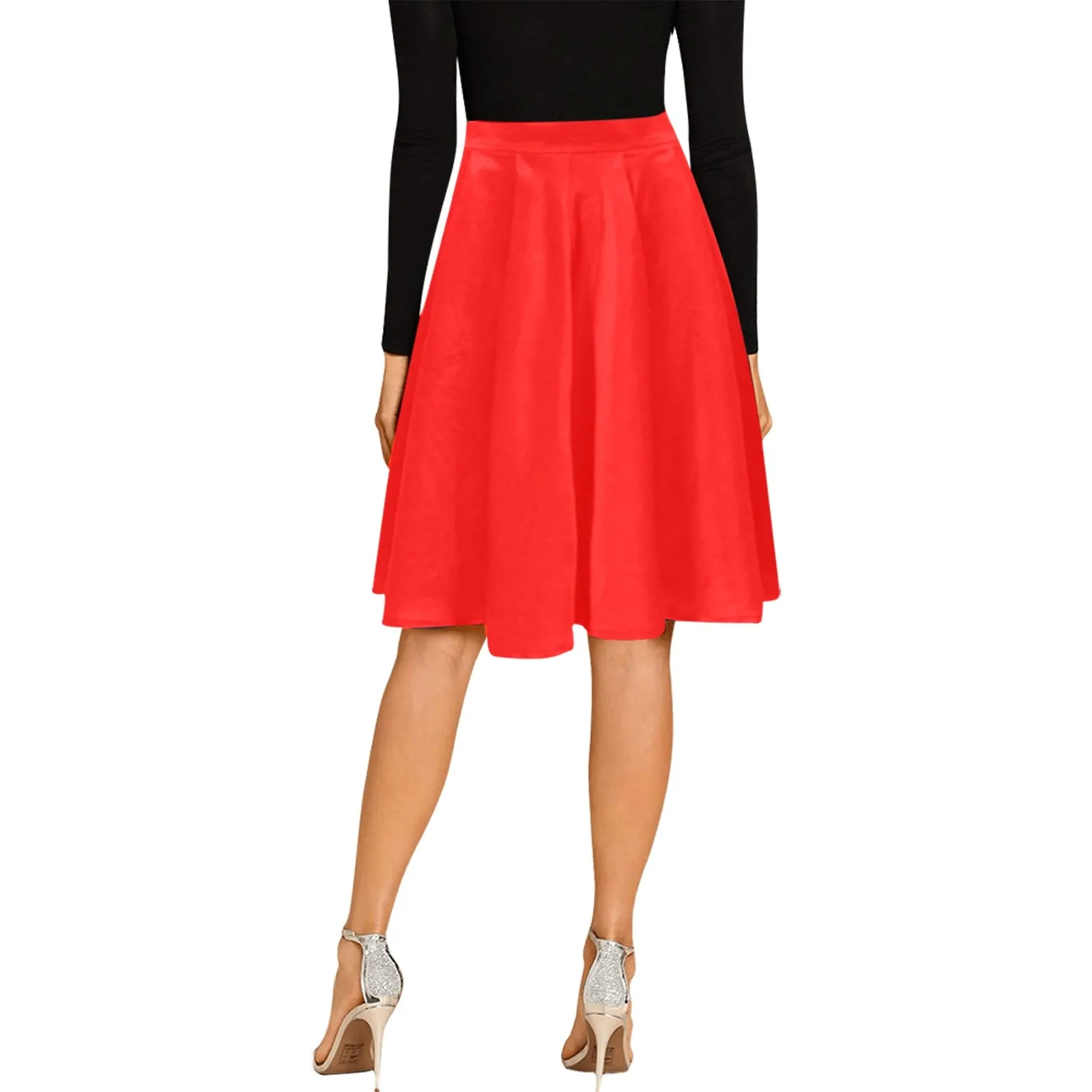 Hollyberry Red Melete Pleated Midi Skirt