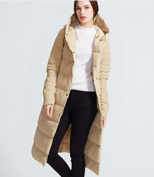 Hooded Women Winter Thick 90% Duck Down Jackets Warm Down Coat Any Size