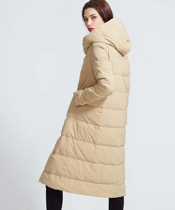 Hooded Women Winter Thick 90% Duck Down Jackets Warm Down Coat Any Size