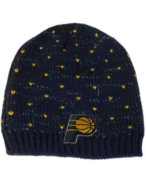 Indiana Pacers Adidas WOMENS Navy Yellow Heart Sparkle Beanie Hat Cap