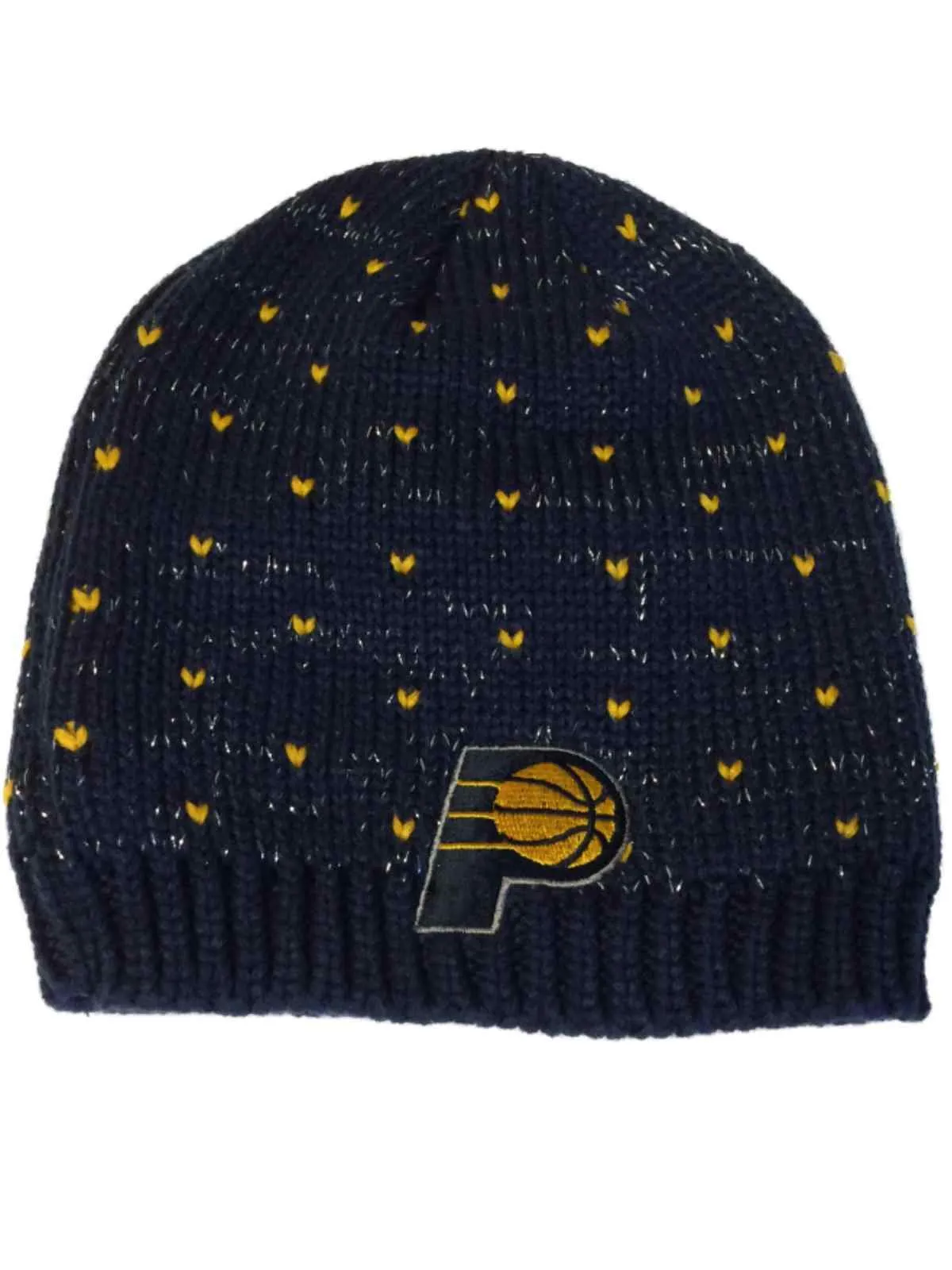 Indiana Pacers Adidas WOMENS Navy Yellow Heart Sparkle Beanie Hat Cap