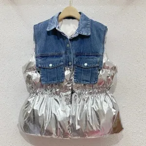 Jaelee Denim Metallic Vest