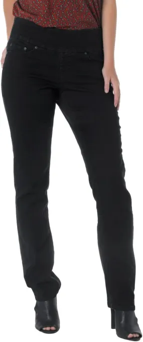 Jag Jeans Women Petite Peri Mid Rise Straight Black Void 0 Petite Pant